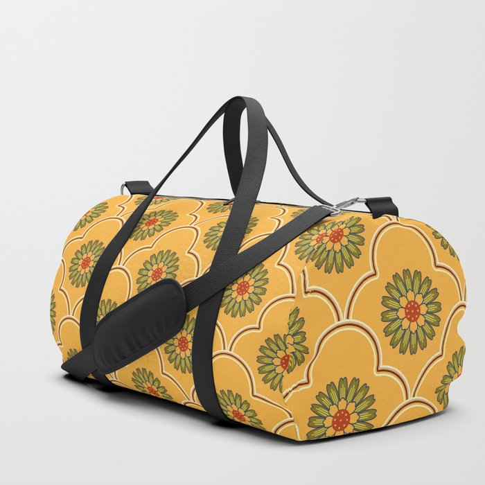  Ethnic Ogee Floral Pattern Yellow Duffle Bag