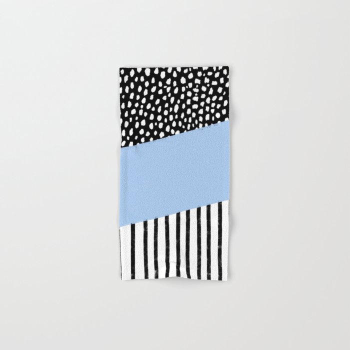 Polka Dots and Stripes Pattern (black/white/blue) Hand & Bath Towel