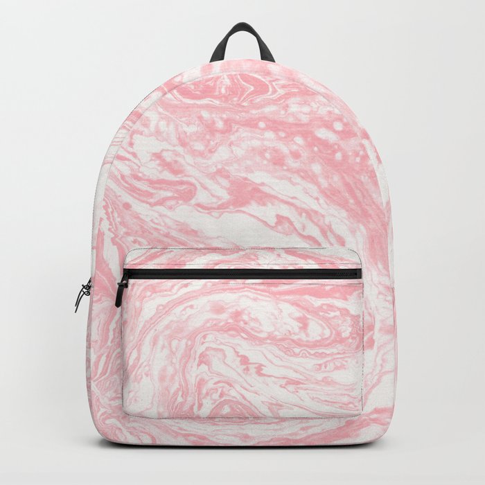 Elegant coral pink white watercolor abstract marble Backpack