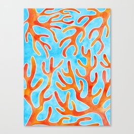 Coral - Turquoise Background Canvas Print