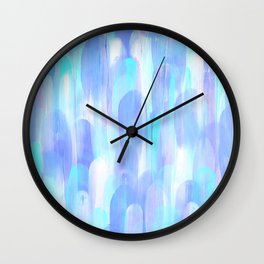 Abstract Layered Brush Texture Cold Shade Blue Cyan Wall Clock