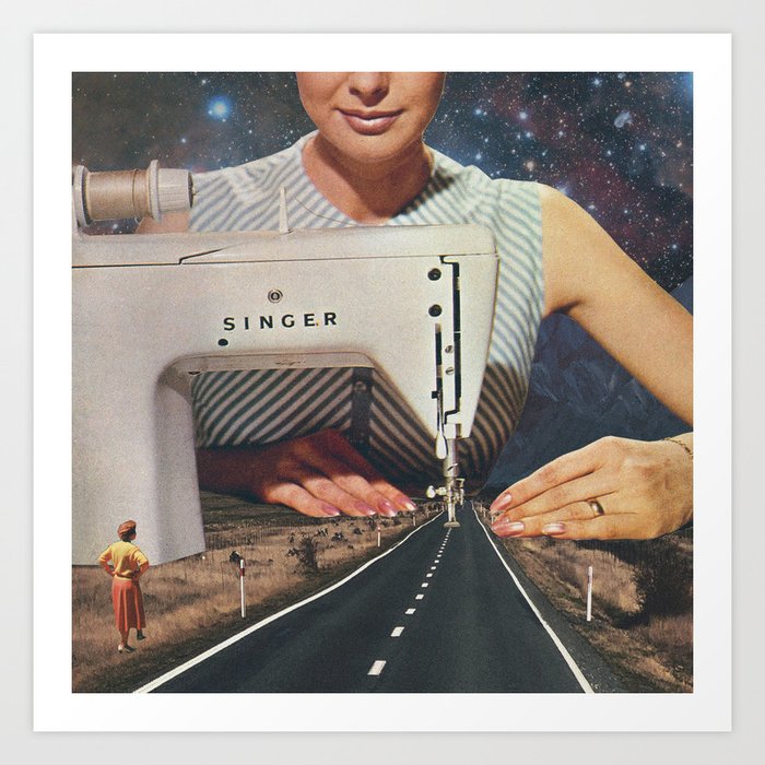 This is how a road gets made - Sewing Machine/ A mindful journey  Art Print