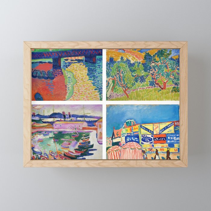 Henry Matisse Collage - 6 Views of England & France, Charing Cross, Mts. Colloure, River Thames, Framed Mini Art Print