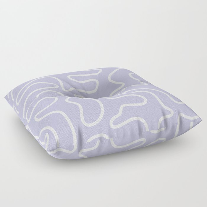 Squiggle Maze Minimalist Abstract Pattern in Light Pastel Periwinkle Purple Floor Pillow