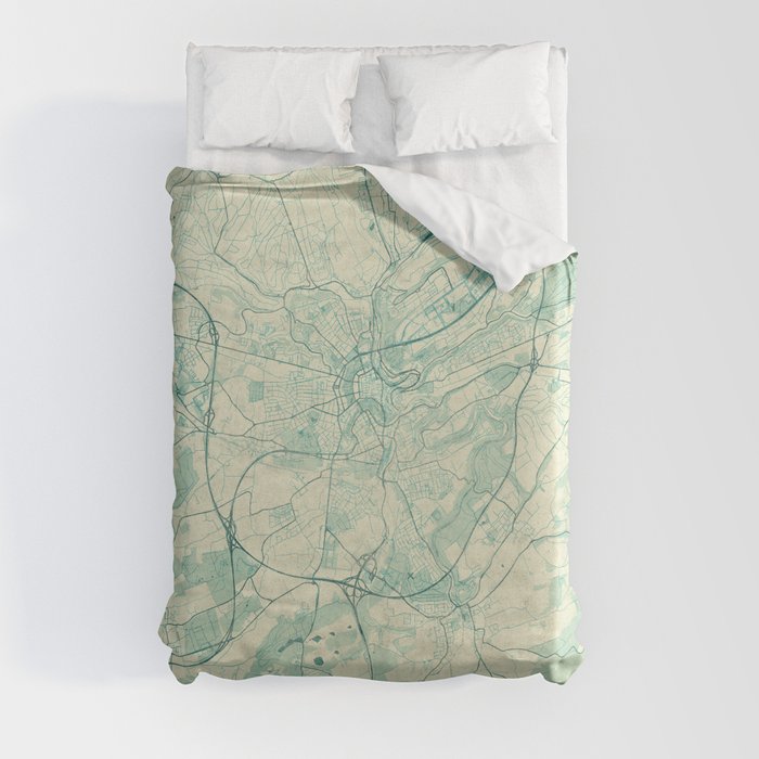 Luxembourg Map Blue Vintage Duvet Cover