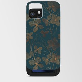Copper Art Deco Flowers on Emerald  iPhone Card Case