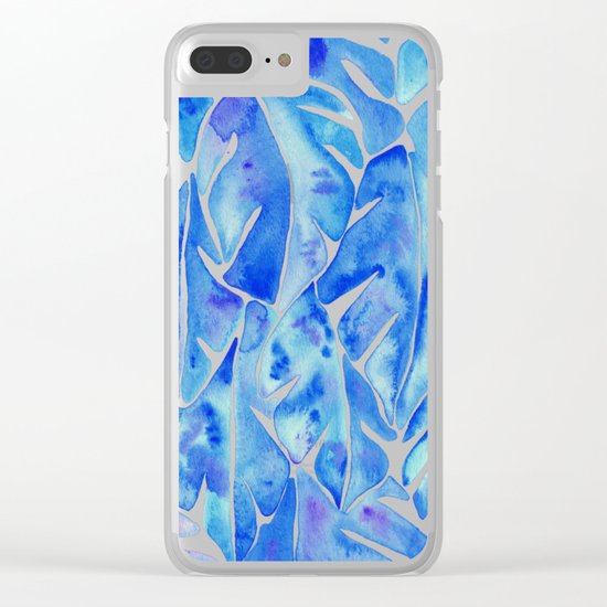 Split Leaf Philodendron – Blue Clear iPhone Case