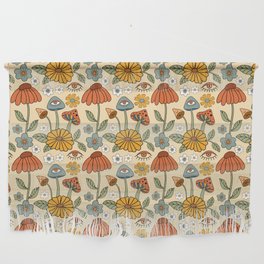 70s Psychedelic Mushrooms & Florals Wall Hanging