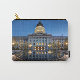 Utah State Capitol in Reflecting Fountain at Sunset Carry-All Pouch | Architecture, Government, Twilight, Post, Night, Utahcapitol, Saltlakecity, Reflectingpool, Water, Hour 