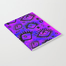 Weird Alternative Eyes and Doodles Watercolor Abstract (purple) Notebook