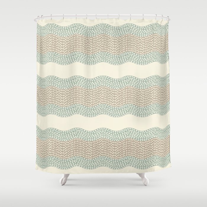 Cream Sage Green Tan Shower Curtain, Aqua Green Shower Curtain