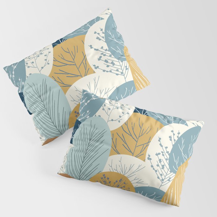 Forest Woodland Trees, Blue, Teal and Yellow, Floral Prints Pillow Sham