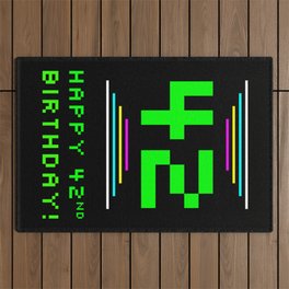 [ Thumbnail: 42nd Birthday - Nerdy Geeky Pixelated 8-Bit Computing Graphics Inspired Look Outdoor Rug ]