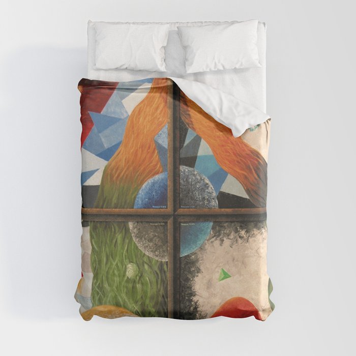 Hops and Jazz earth tones with stones musical nature landscape painting by Valentin Rozsnyai Duvet Cover