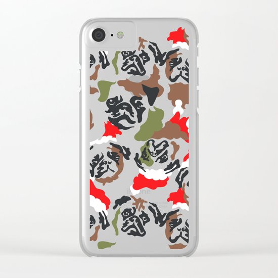 Pugly Camo X-Mas Clear iPhone Case
