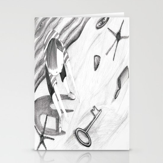 a key on the beach Stationery Cards