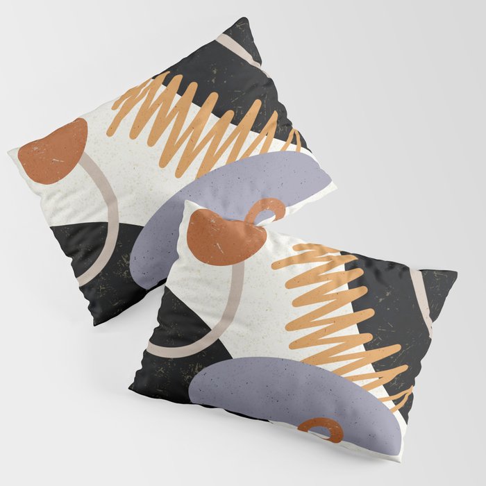 90s abstract shapes composition - minimalistic illustration Pillow Sham