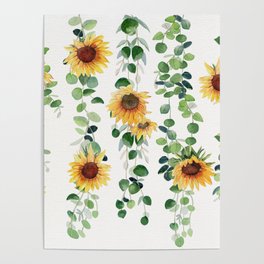 Eucalyptus and Sunflowers Garland  Poster