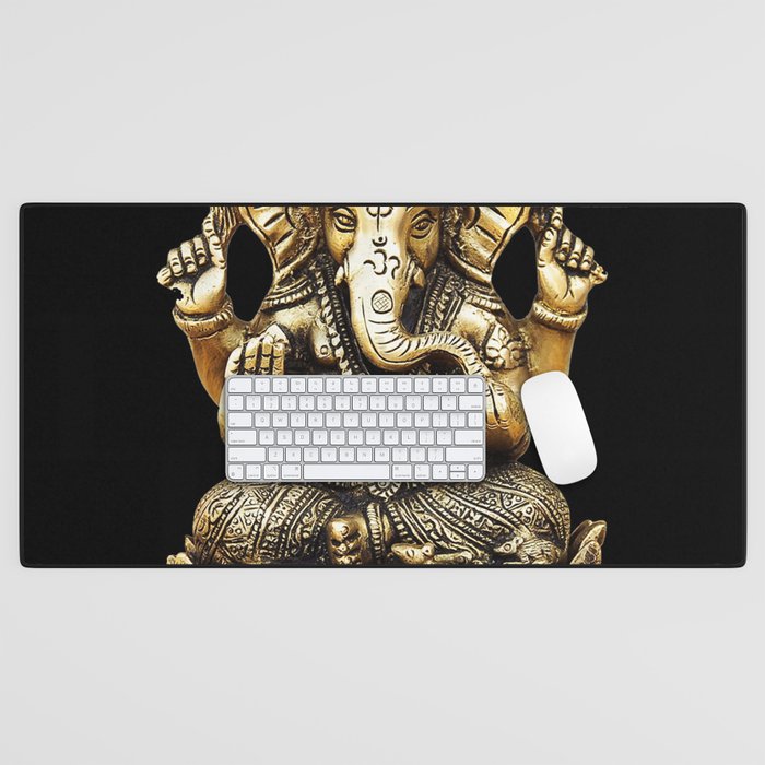 Ganesha Gold Statue Desk Mat