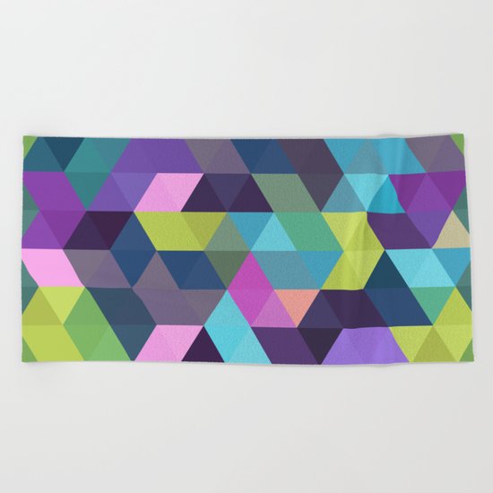 Colorful Geometric Background III Beach Towel