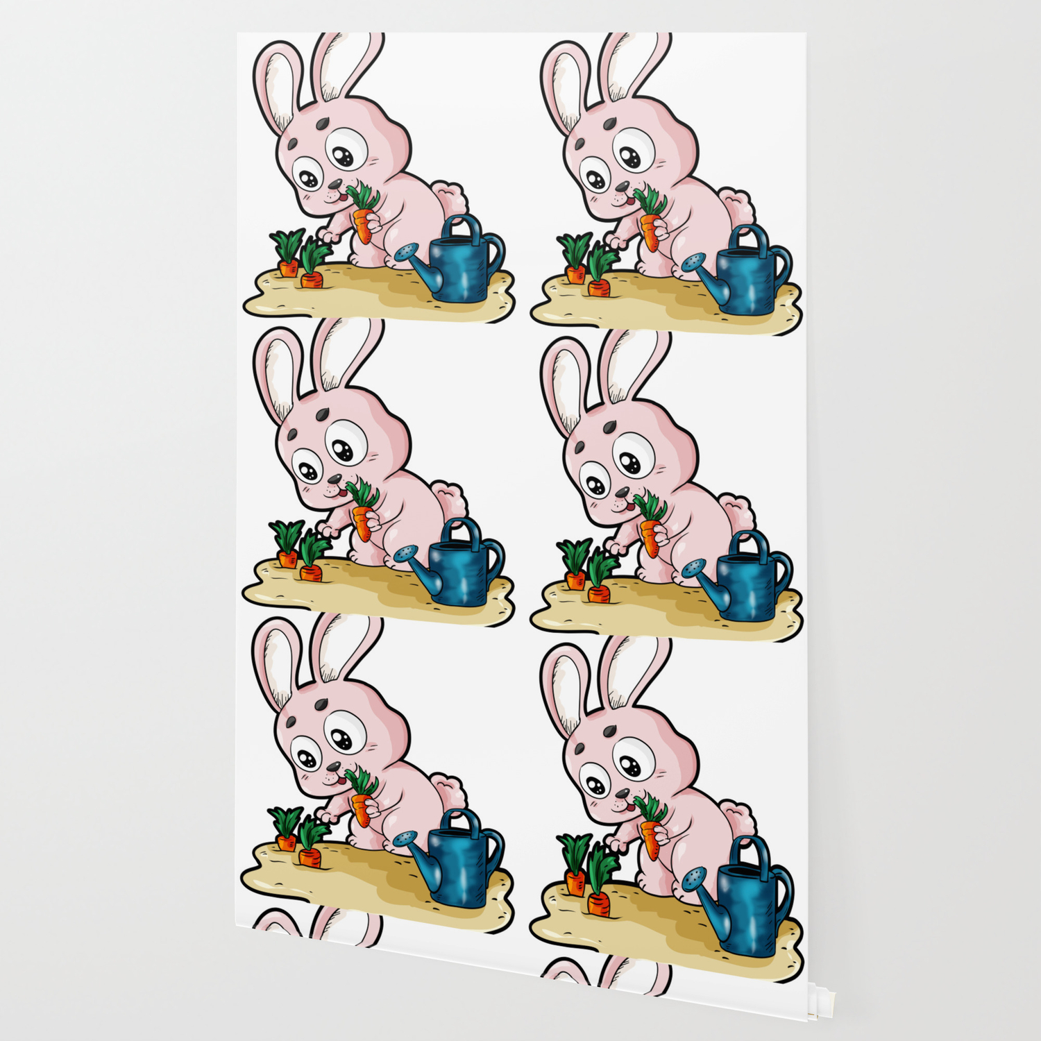 Gardening Cute Bunny Rabbit Carrot Cartoon Comic Wallpaper By
