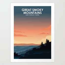 Great Smoky Mountains National Park Travel Poster Art Print | Great, Poster, States, Mountains, Graphicdesign, Travel, National, United, North Carolina, Park 