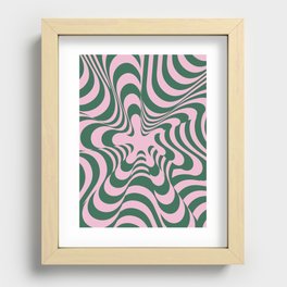 Abstract Groovy Retro Liquid Swirl Pink Green Pattern Recessed Framed Print