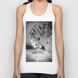 Jazz Age Blond Sipping Champagne black and white photograph / photography Tank Top