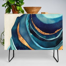 Abstract Blue with Gold Credenza