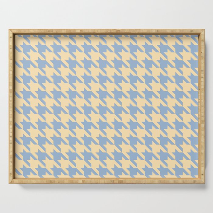 Cerulean and Peach Houndstooth Pattern Serving Tray