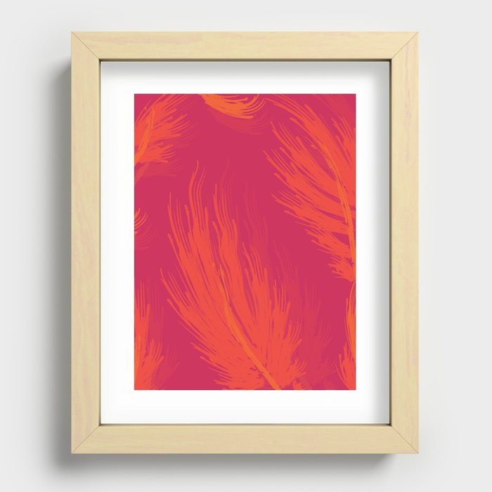 Bold Tropical Pink Abstract Palm Leaf Recessed Framed Print