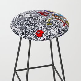 Pattern Doddle Hand Drawn  Black and White Colors Street Art Bar Stool