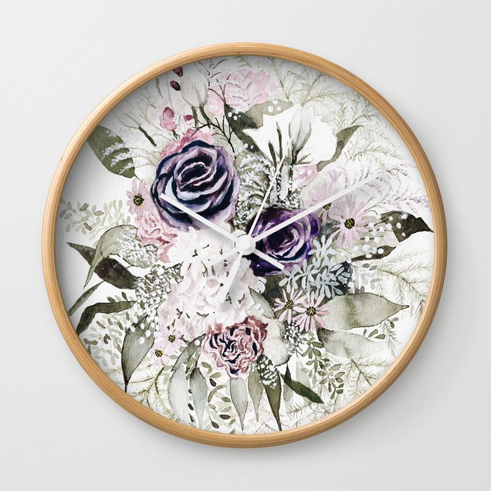 Purple Bouquet Wall Clock
