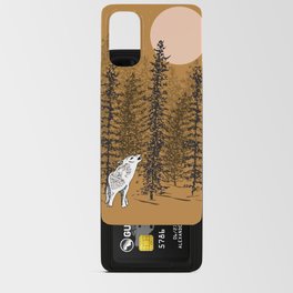Wolf Howling at the Moon with Woodland Trees - Dusk Android Card Case