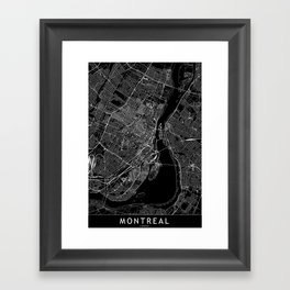 Montreal Black Map Framed Art Print