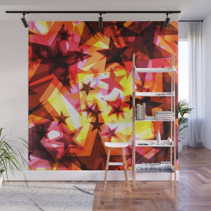 Bright Glowing Orange Golden Stars On A Light Background In The Projection Wall Mural By Grachyhamr