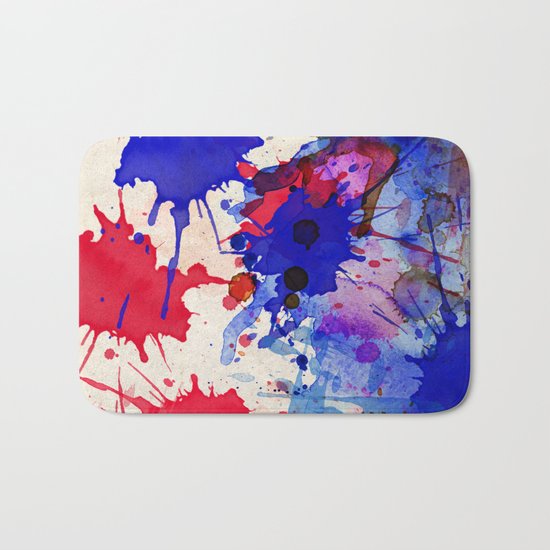 Blue & Red Color Splash Bath Mat