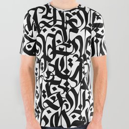 calligraphy pattern 6 - black and white typography design - abstract pattern All Over Graphic Tee