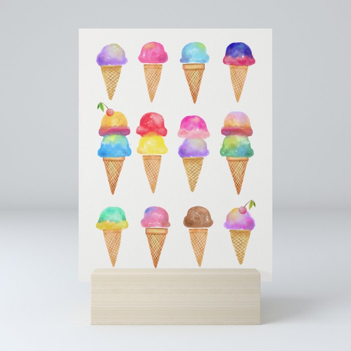 Summer Ice Cream Cones Mini Art Print