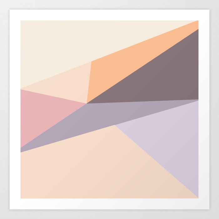 Modern Geometric Abstract Pastel Lilac Pink Color Block Art Print