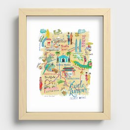 Illustrative map Kuala Lumpur Malaysia travel Recessed Framed Print