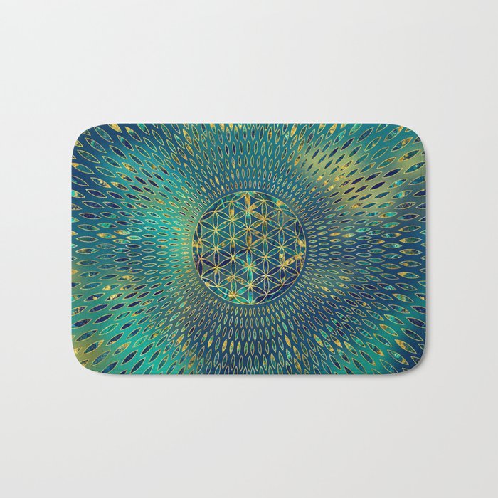 Flower of life Marble and gold Bath Mat
