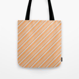 [ Thumbnail: Light Gray and Brown Colored Lines Pattern Tote Bag ]