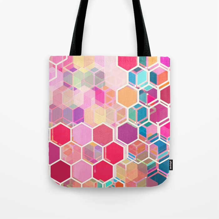 Rainbow Honeycomb - colorful hexagon pattern Tote Bag