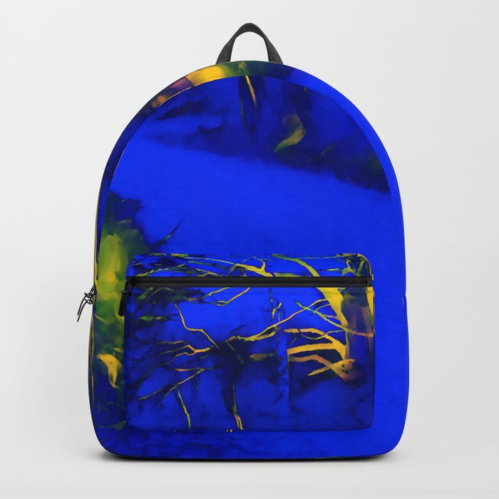 Blue Moon Forest Landscape Scenery expressionistic in colorful blue and yellow colors Backpack