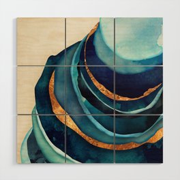 Abstract Blue with Gold Wood Wall Art