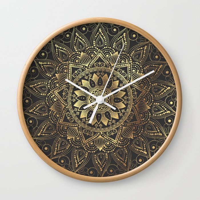 Elegant gold mandala artwork Wall Clock