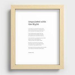 Acquainted With The Night - Robert Frost Poem - Literature - Typewriter Print 1 Recessed Framed Print