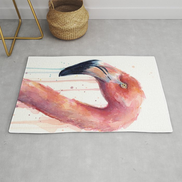Pink Flamingo Painting Rug By Olechka Society6