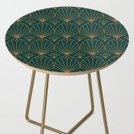 Art Deco Emerald Green & Gold Pattern Side Table